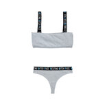 Ribgebreide Set met Crop Top - Grijs/Zwart Ribgebreide Set met Crop Top - Grijs/Zwart