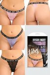 Bitch 3-Pack Strings - Roze/Paars/Zwart Bitch 3-Pack Strings - Roze/Paars/Zwart