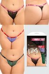 3-Delige Kanten Strings Set Met Tekst - Curvy 3-Delige Kanten Strings Set Met Tekst - Curvy