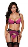 Baci - 3-Delige Jarretel Set - Roze/Zwart Baci - 3-Delige Jarretel Set - Roze/Zwart